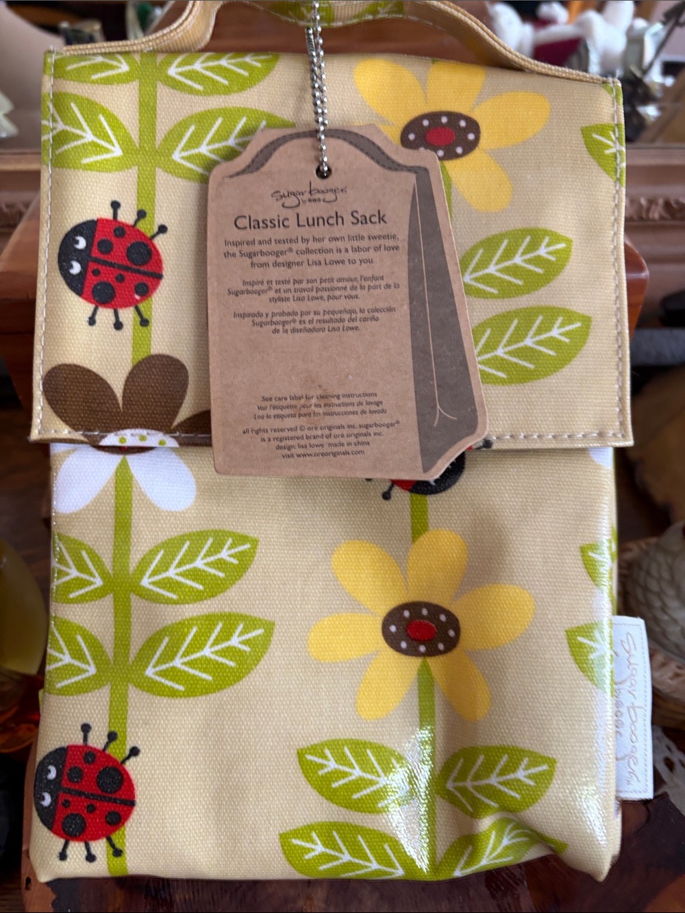 Classic Lunch Sack - Yellow Floral & Ladybug